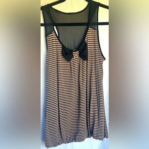 Ciel Bleu L black and pink orange striped tank top